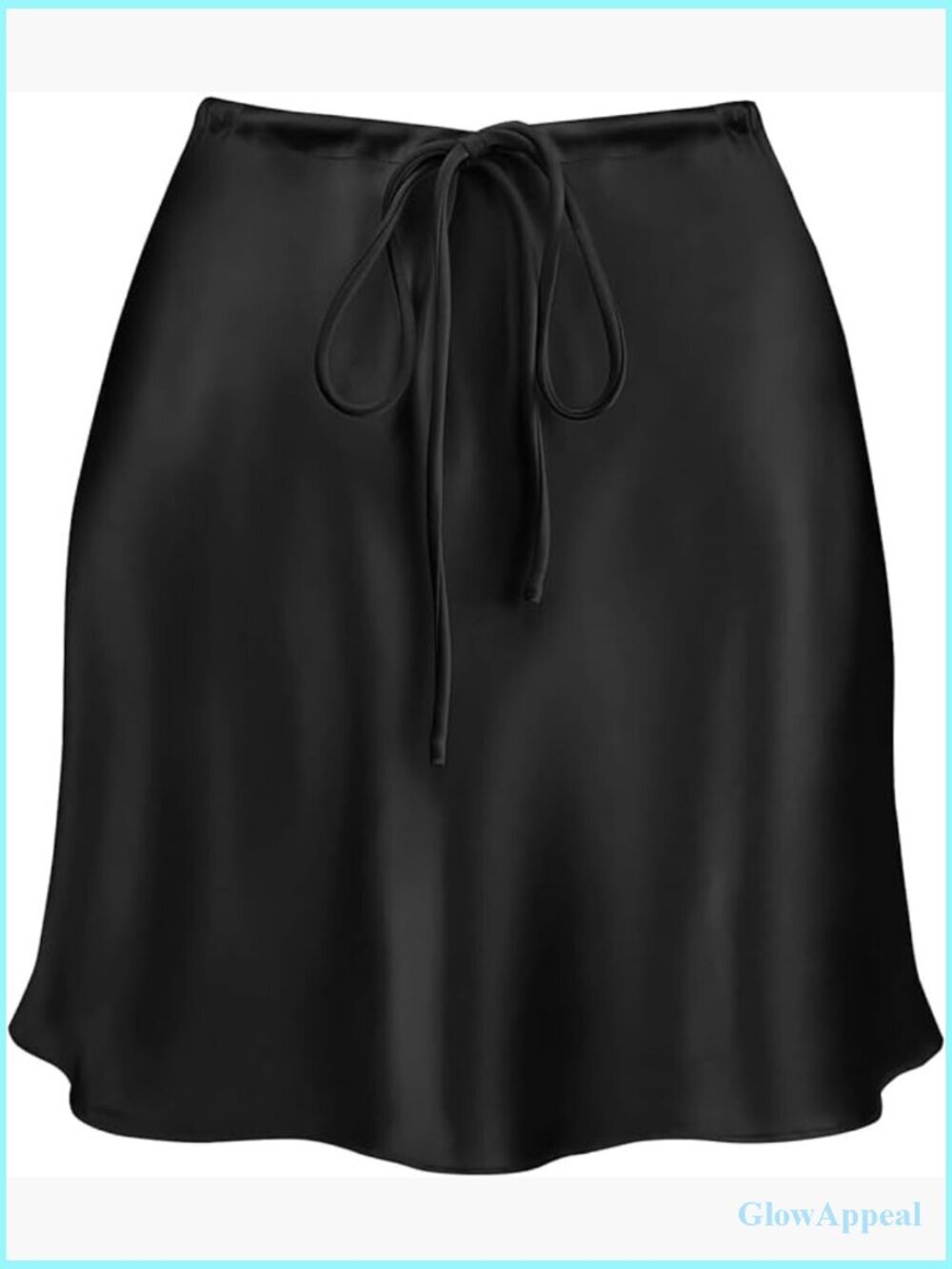 Satin Mini Skirt High Waisted A-Line Flared Silk Skirt Drawstring